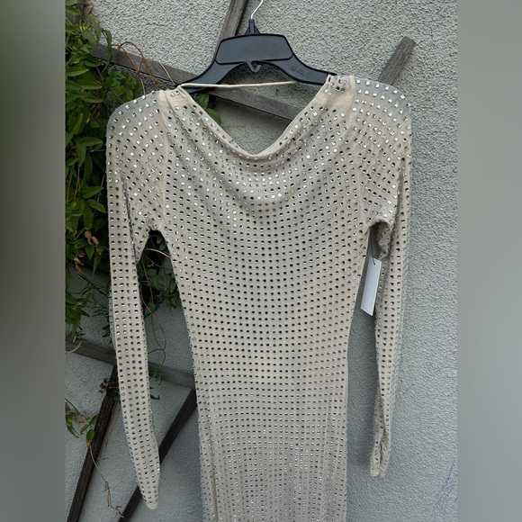 Naked Wardrobe CRYSTAL OPEN BACK GOWN in Bone New with Tags! - Picture 6 of 10